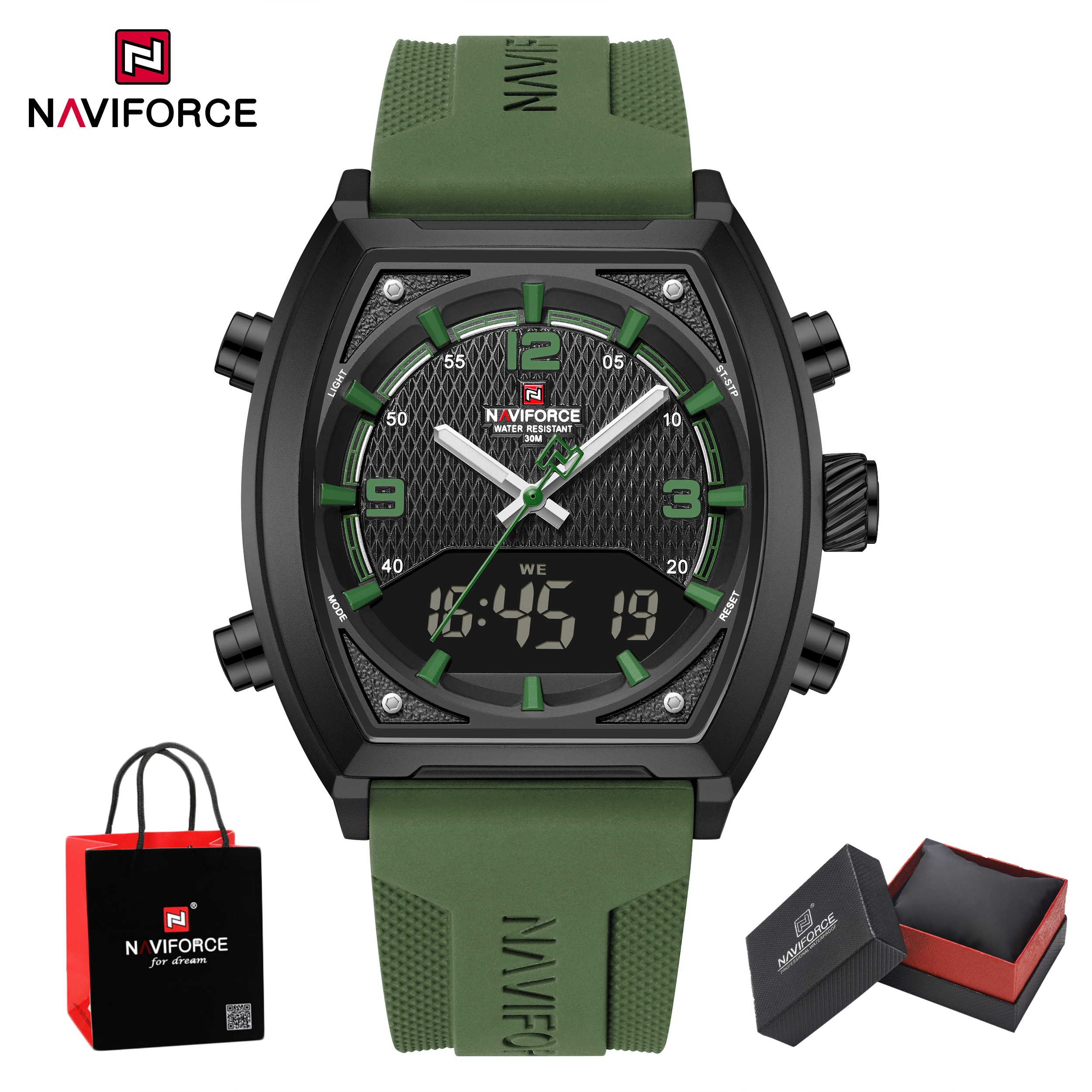 Watch Display Box - NAVIFORCE Men Dual Display Watch 3ATM