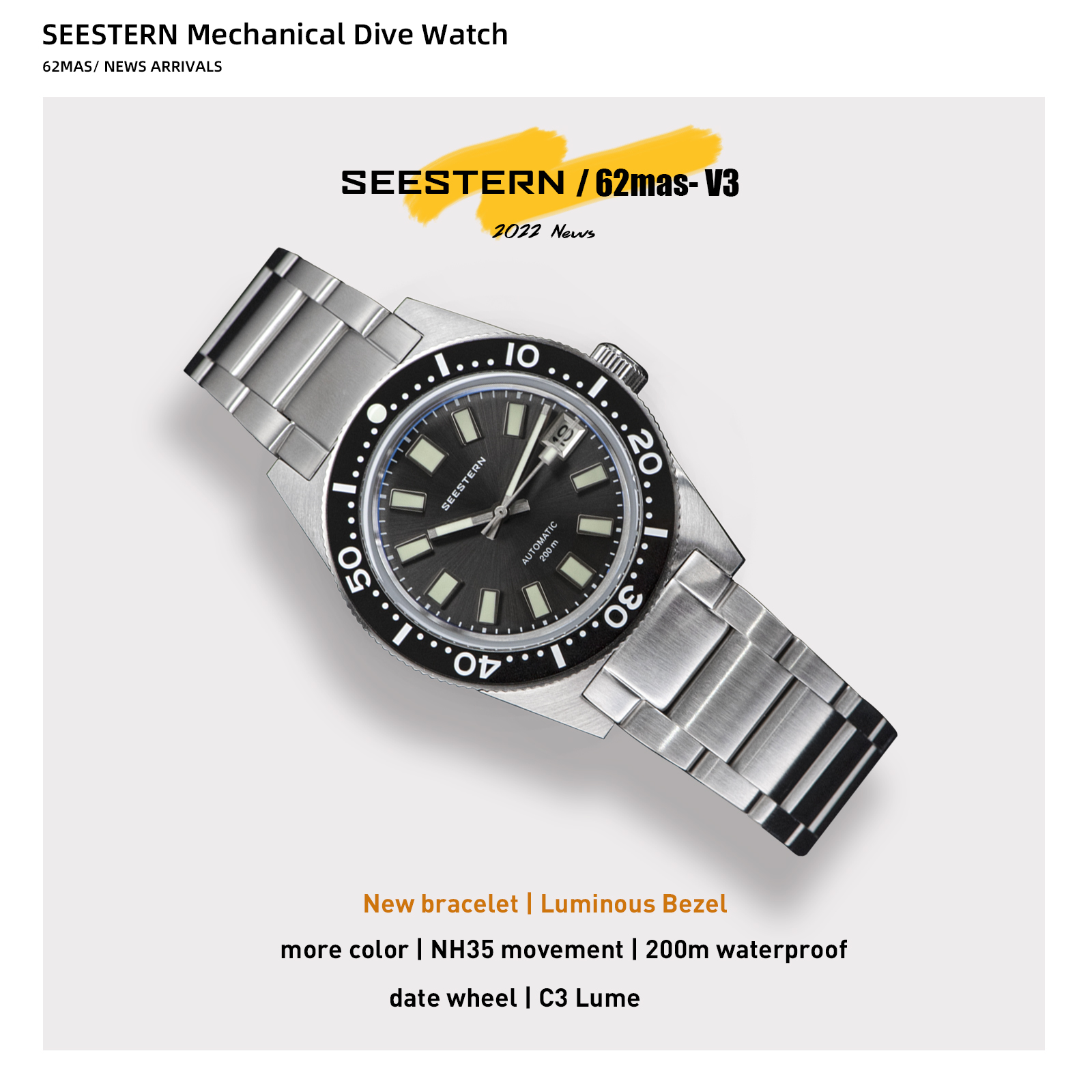 Automatic Watch Winder - SEESTERN 62MAS Diving Watch Men Automatic