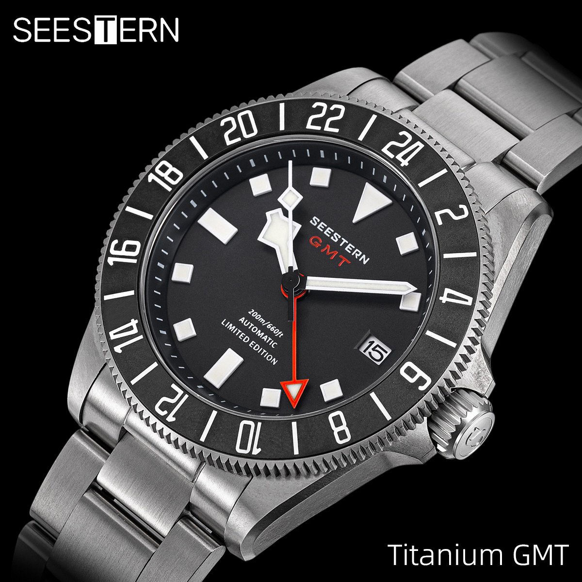 Automatic Watch Winder - SEESTERN Diver Man Watch Titanium Automatic