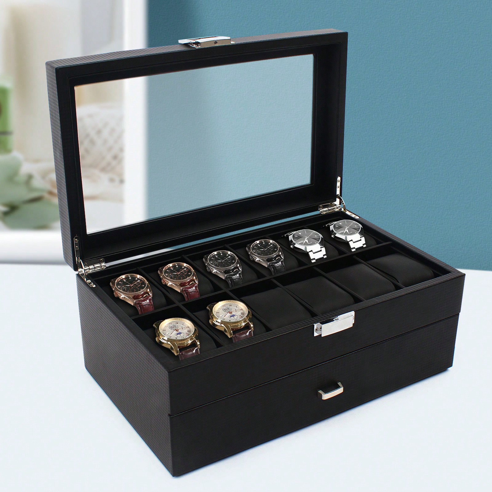 Watch Display Box - 24 Slot Men Watch Display Case