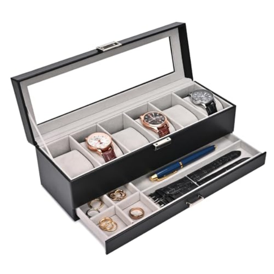 Watch Display Box - Watch Box, 6 Slot Watches Display