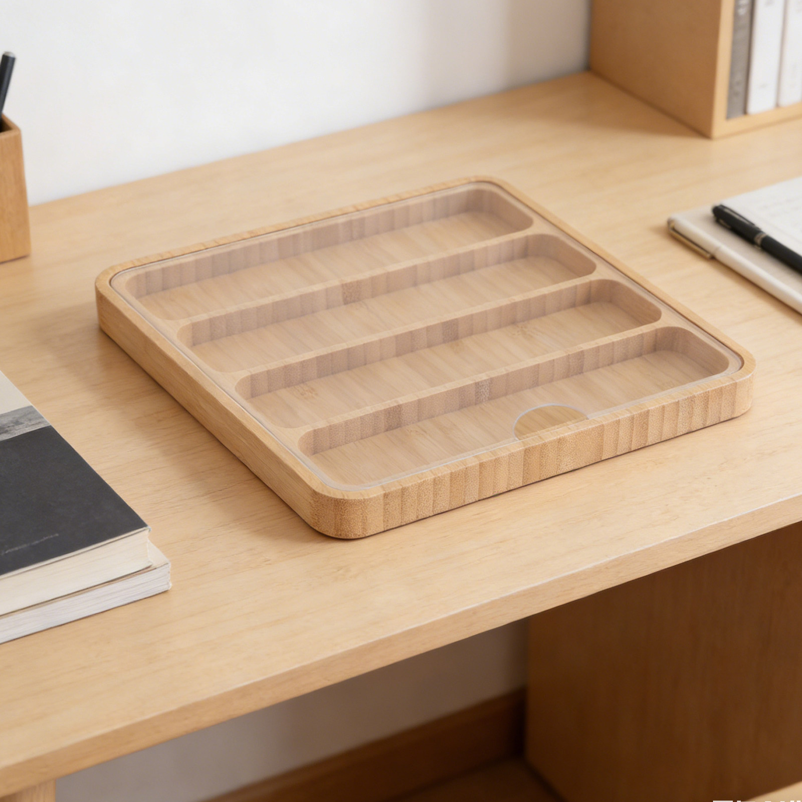 Watch Display Box - 4 Slots Bamboo Watchband Organizer Case
