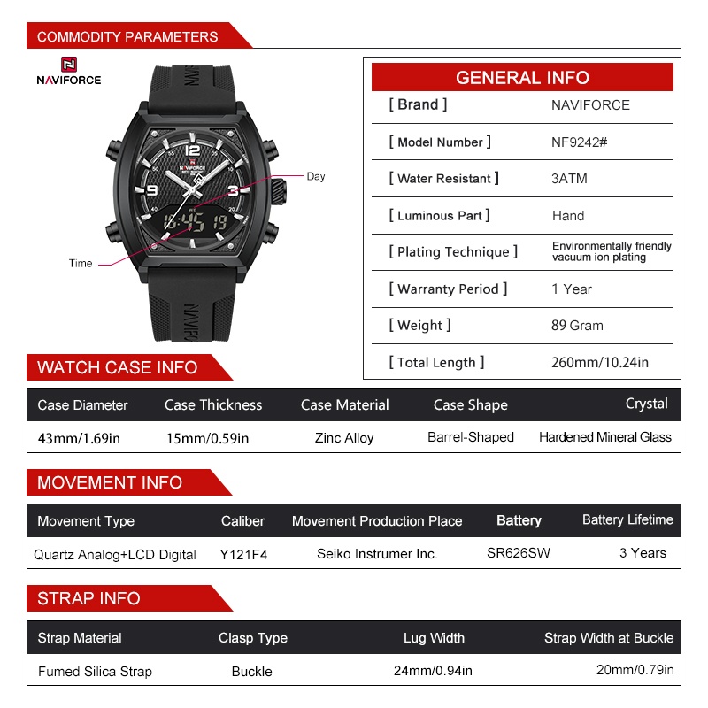 NAVIFORCE Men Dual Display Wat - Watch Display Box recensione e prezzo