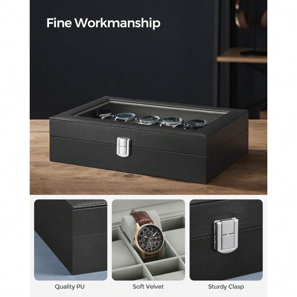 12 Slot Black Watch Box Organi - Watch Display Box recensione e prezzo