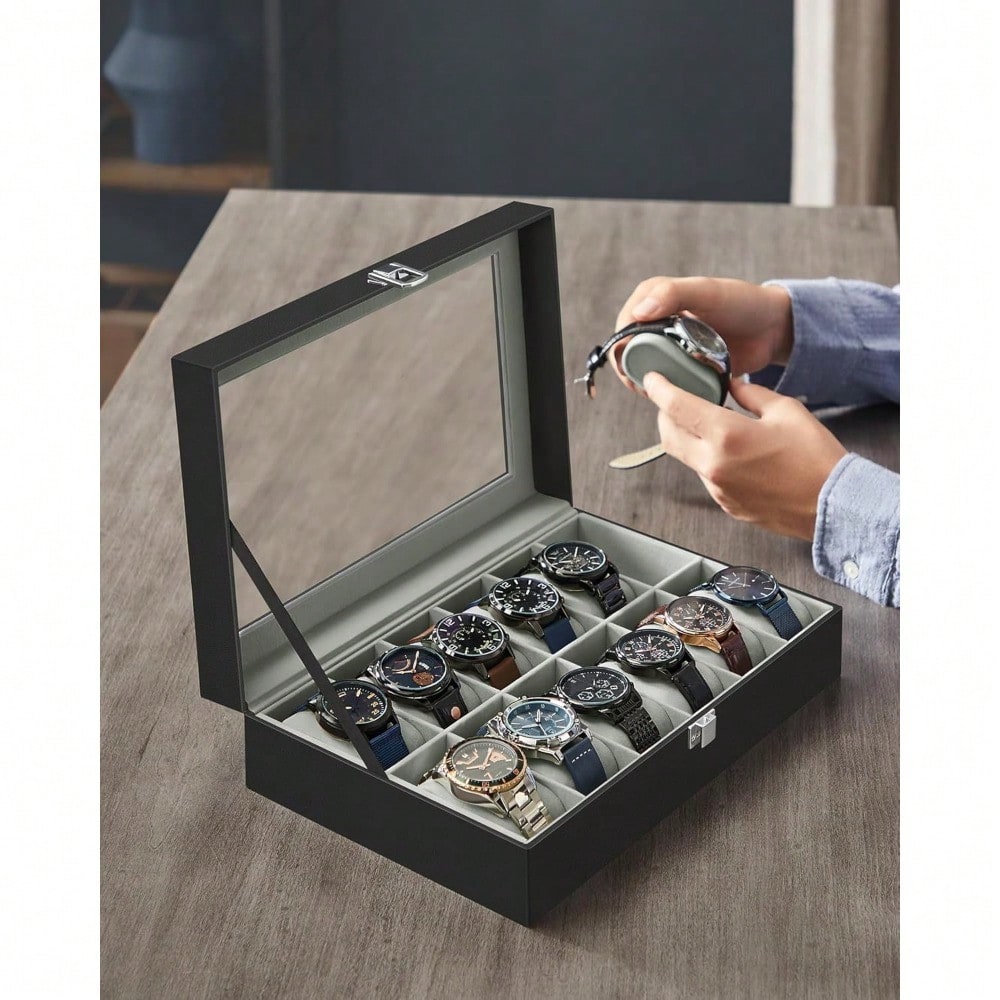 12 Slot Black Watch Box Organi - Watch Display Box recensione e prezzo