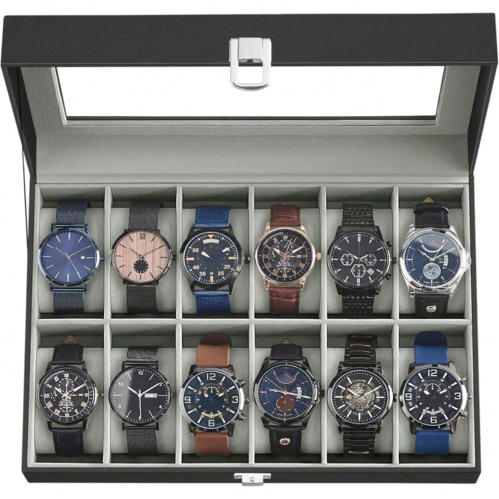 12 Slot Black Watch Box Organi - Watch Display Box recensione e prezzo