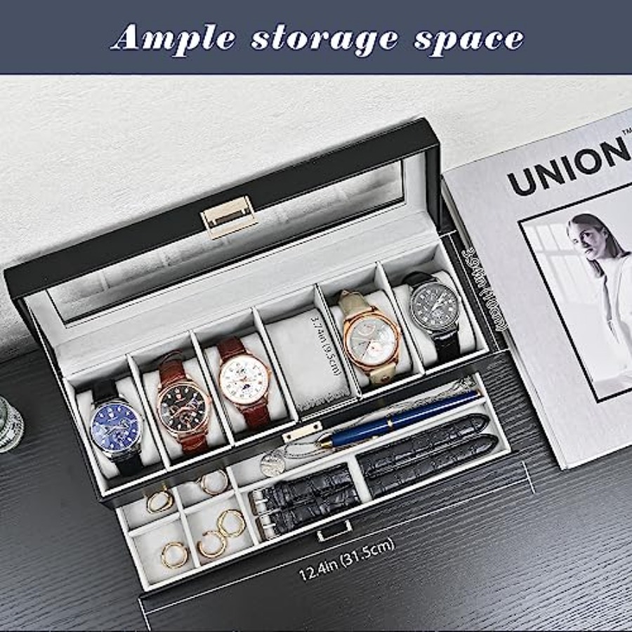 Watch Box, 6 Slot Watches Disp - Watch Display Box recensione e prezzo