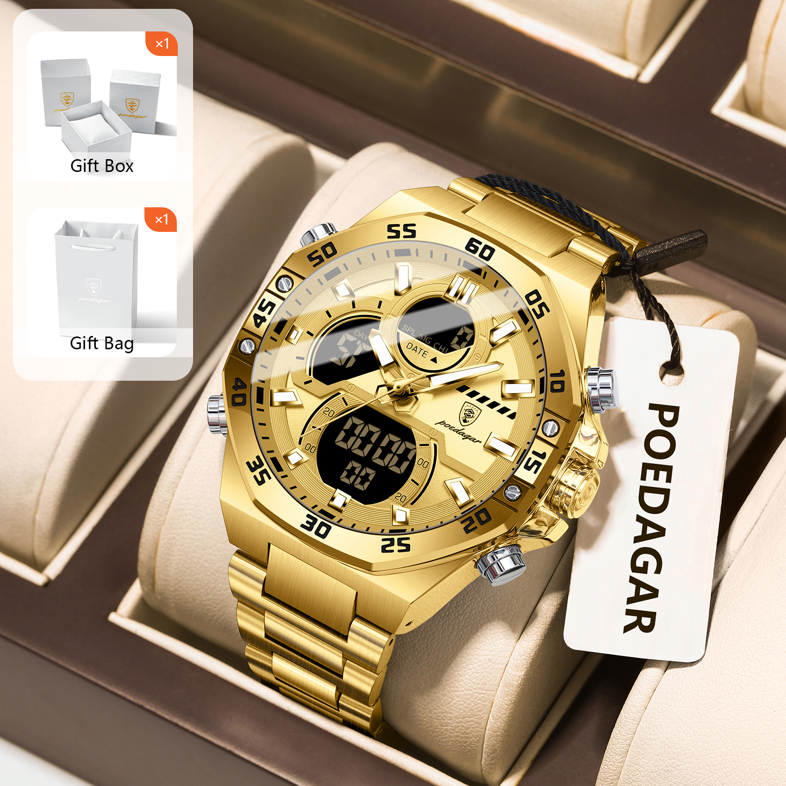 POEDAGAR Sport Men Watch LED W - Watch Display Box recensione e prezzo