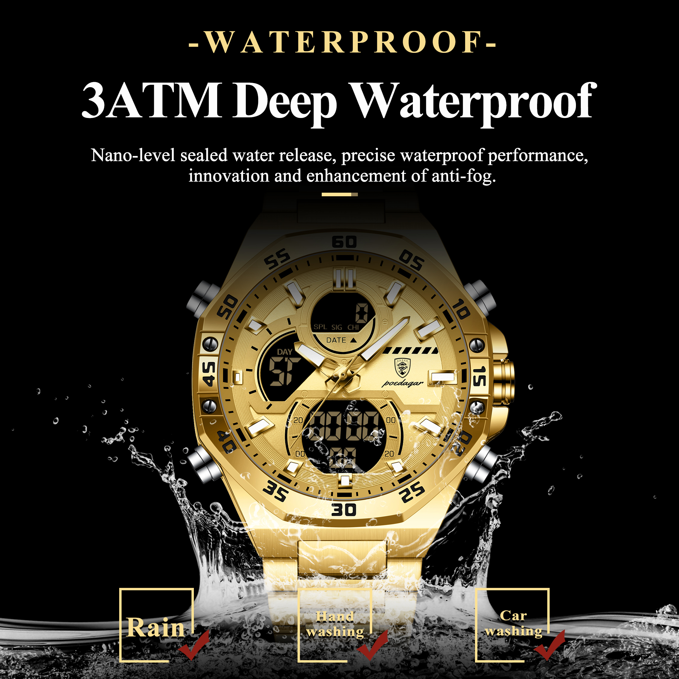 POEDAGAR Sport Men Watch LED W - Watch Display Box recensione e prezzo