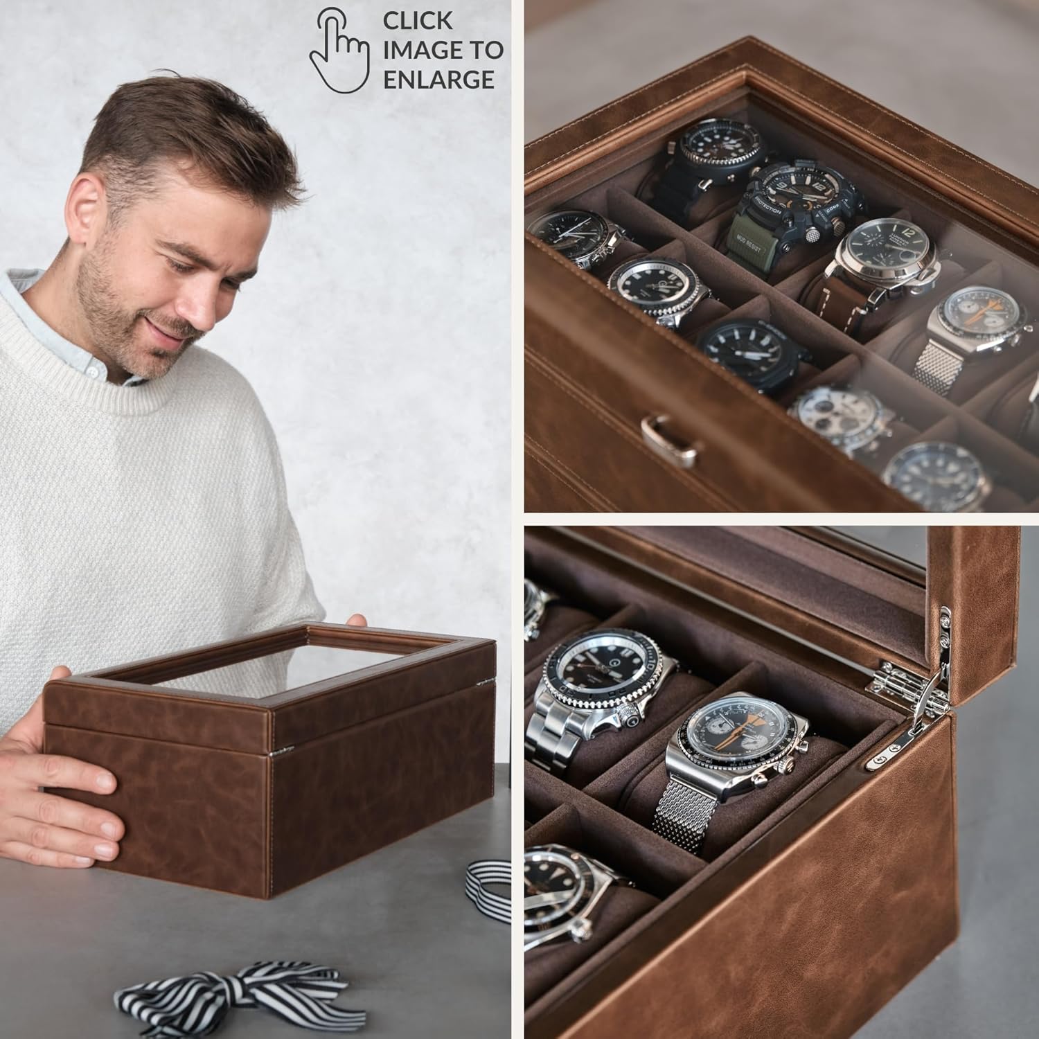 12-Slot Watch Box with Glass D - Watch Display Box recensione e prezzo