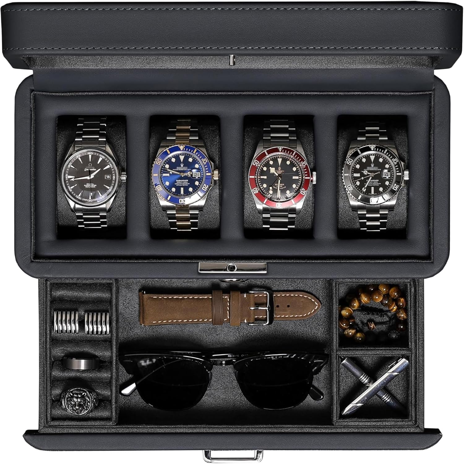 Luxury 4-Slot Watch Box with V - Watch Display Box recensione e prezzo