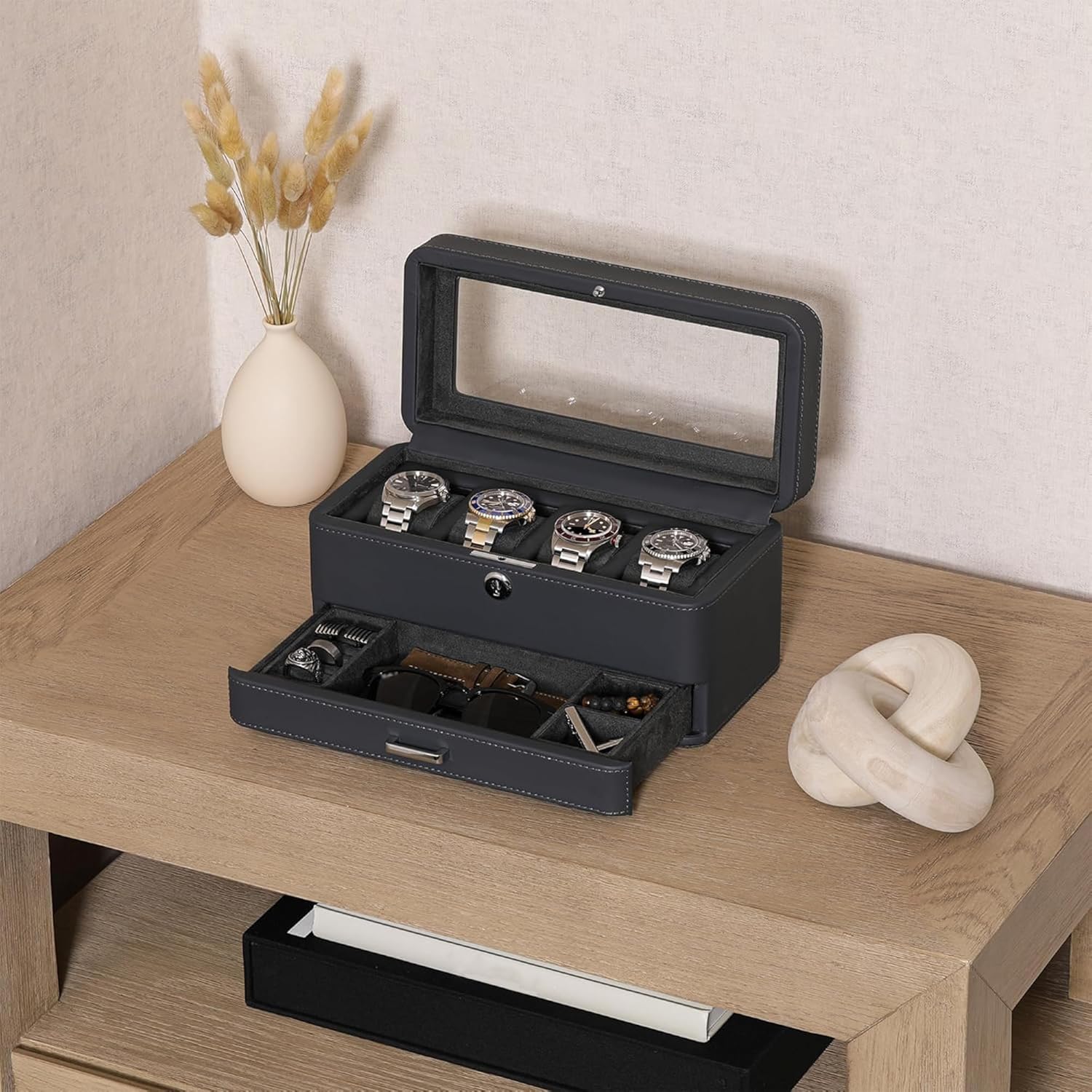 Luxury 4-Slot Watch Box with V - Watch Display Box recensione e prezzo