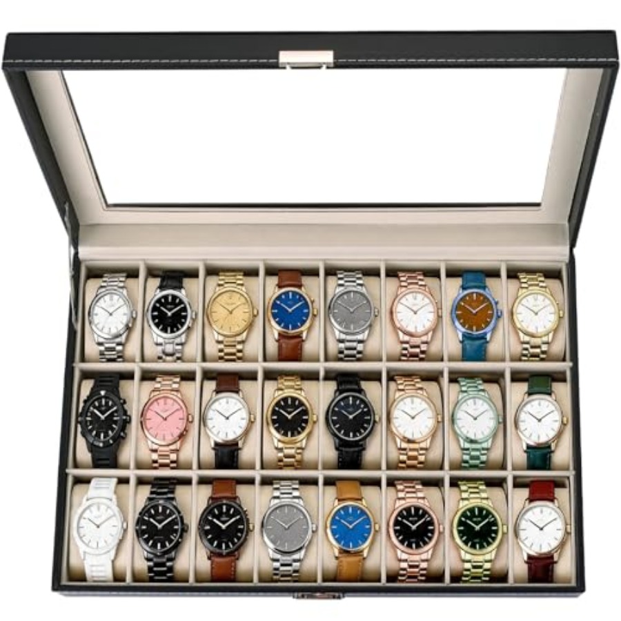 24 Slots Watch Box with Glass  - Watch Display Box recensione e prezzo