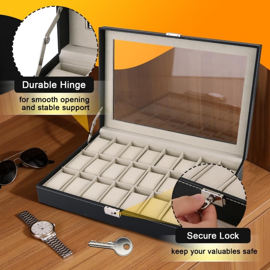 24 Slots Watch Box with Glass  - Watch Display Box recensione e prezzo