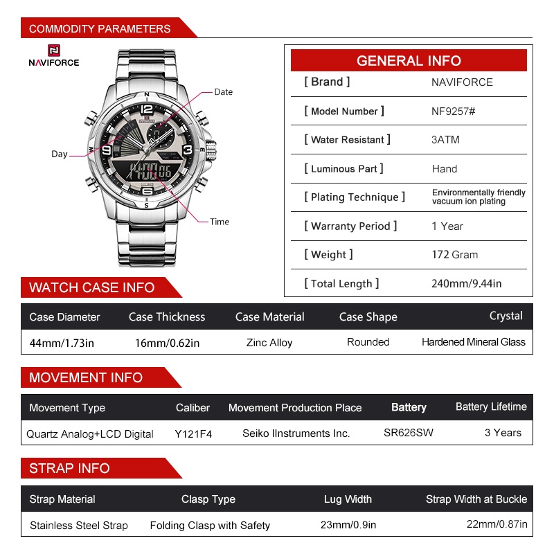 NAVIFORCE Men Dual Display Wat - Watch Display Box recensione e prezzo